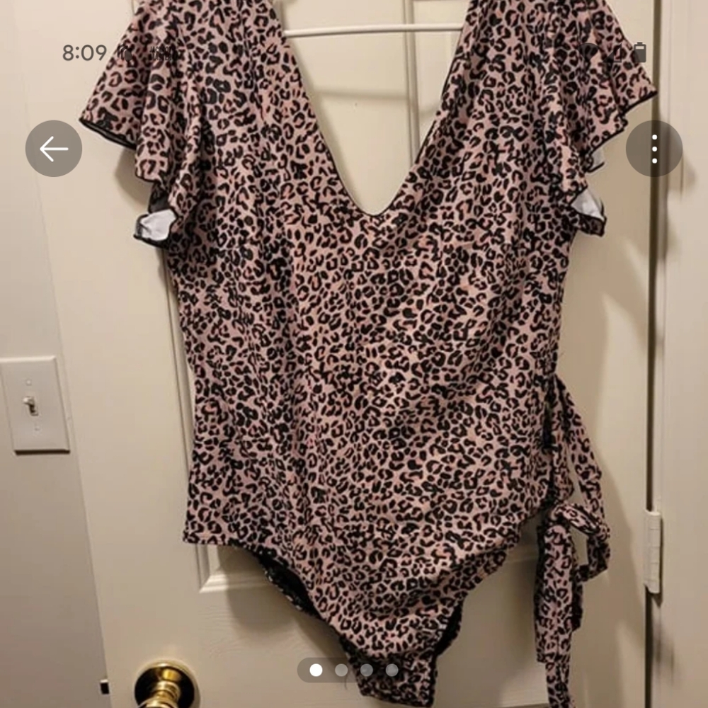 Source Unknown Pink Leopard Print One Piece Swimsuit